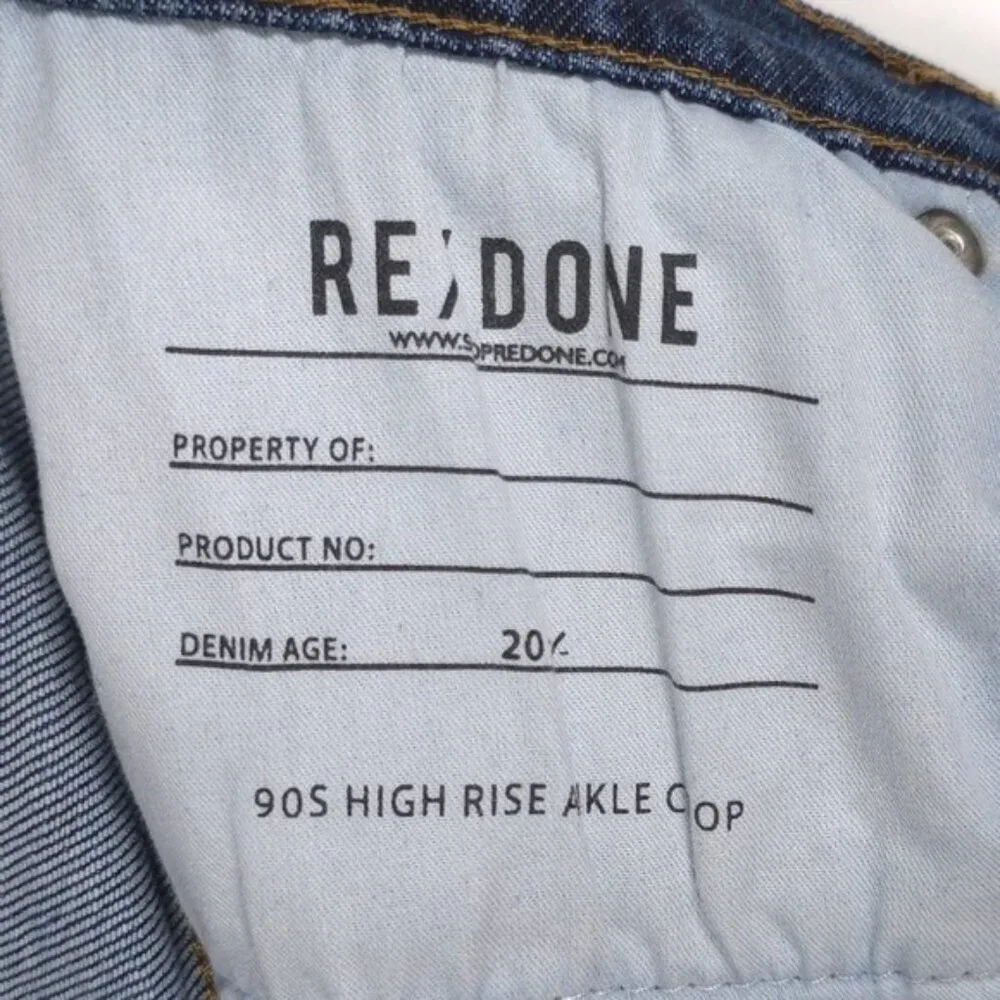 RE/DONE Women's Jeans 90s HIGH RISE ANKLE CROP Size 27 Button Fly 190-3WHRAC DRW